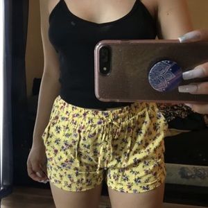 Yellow floral shorts